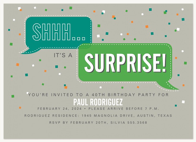 Super Stripe Surprise Adult Birthday Party Invitations