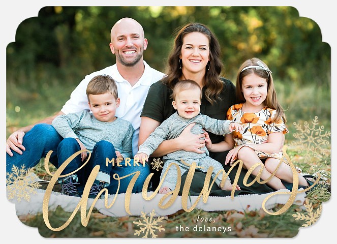 Golden Script Holiday Photo Cards
