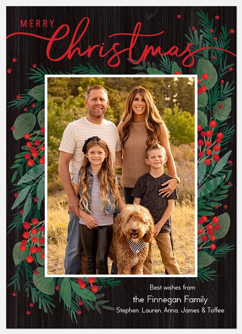 Illustrated Greens Holiday Photo Cards