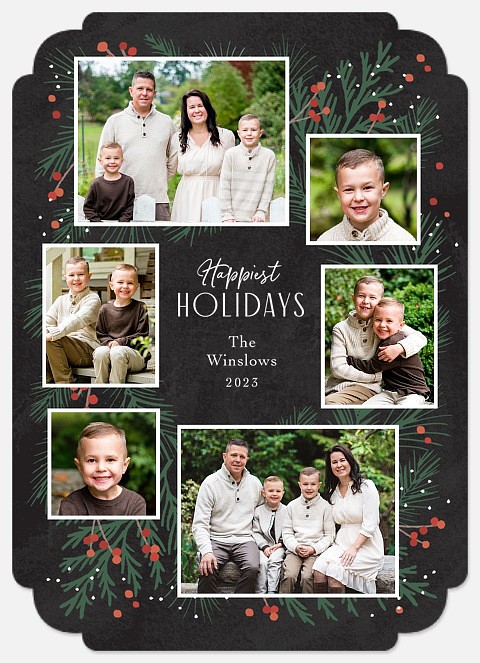 Pine Wreath Holiday Photo Cards