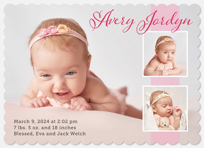 Pink Ribbon Collage Baby Birth Announcements