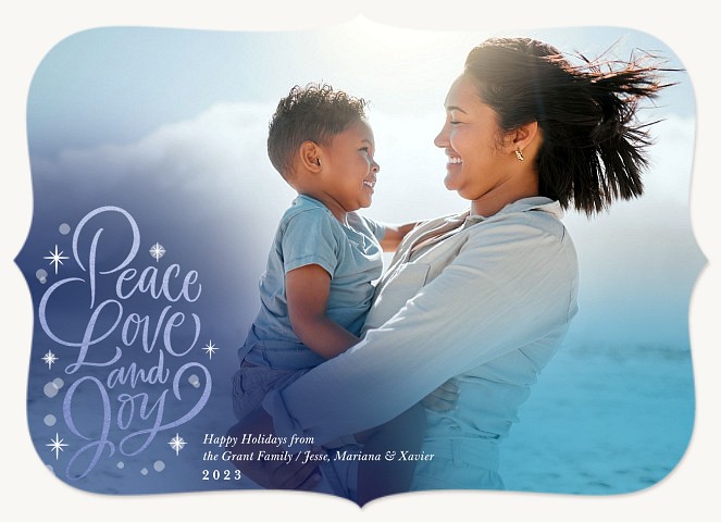 Peace Love and Joy Personalized Holiday Cards