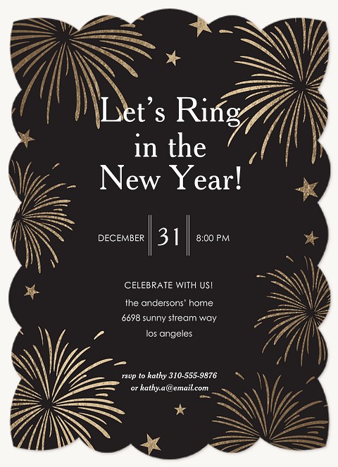Gilded Fireworks Holiday Party Invitations