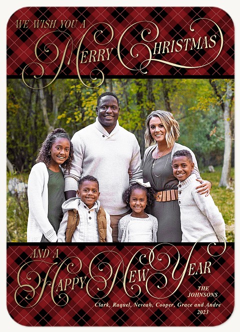 Plaid Swashes Personalized Holiday Cards