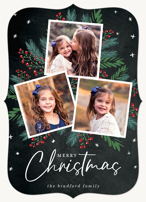 Floral Triangle Personalized Holiday Cards
