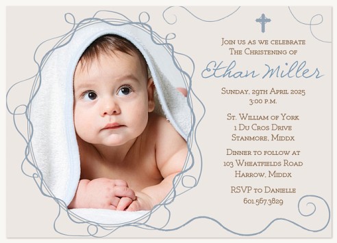 Azure Frame Christening Invitations | Christening Invites