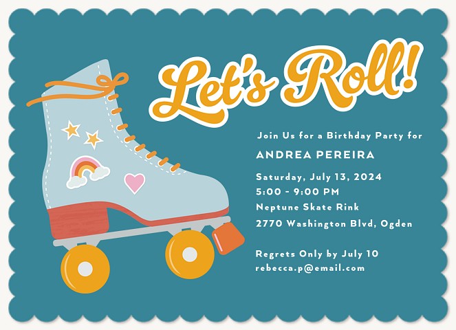 Retro Roller Kids Birthday Invitations
