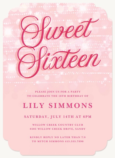 Sweet Sparkles Teen Birthday Invitations