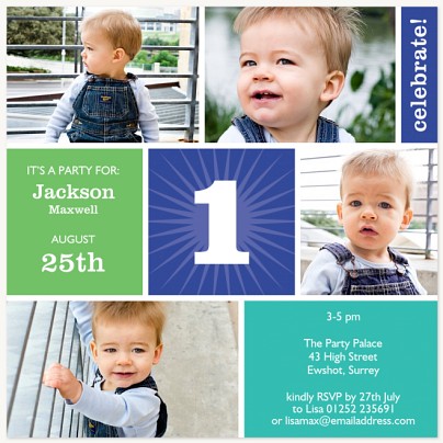 Teal Sun Kids Birthday Invitations