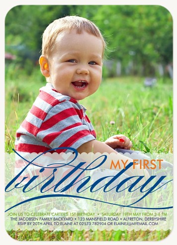 Blue Pattern Kids Birthday Invitations
