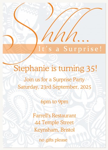 Chambray Surprise Adult Birthday Party Invitations