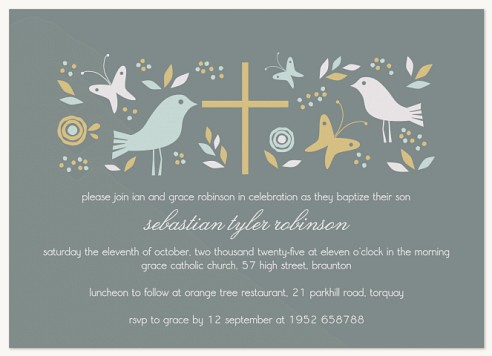 Nature's Blessing Blue Christening Invitations | Christening Invites
