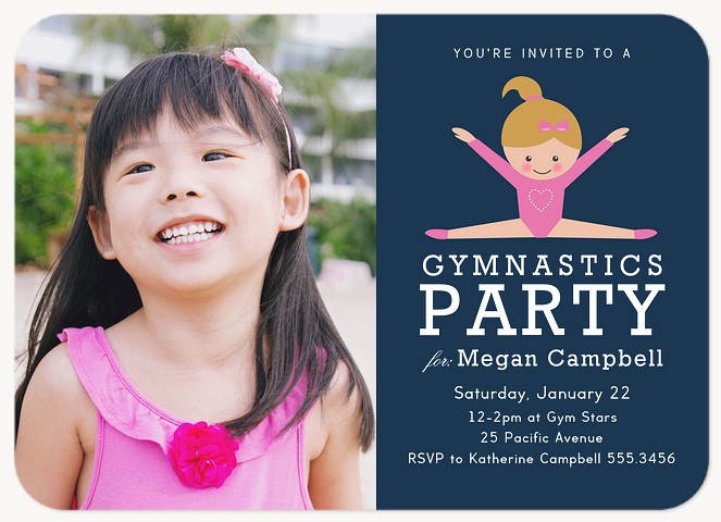 Gym Star Girl Birthday Party Invitations