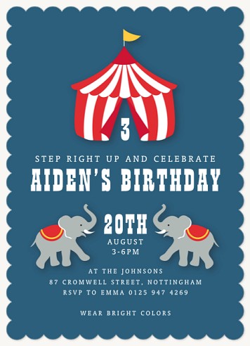 Circus Tent Kids Birthday Invitations