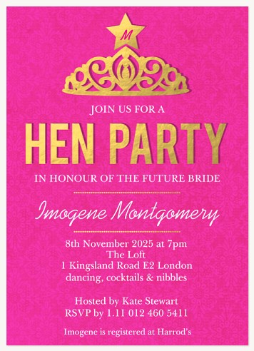 Princess Tiara Hen Party Invitations