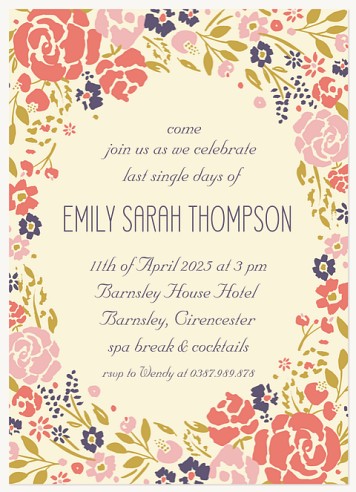 Garden Perfection Hen Party Invitations