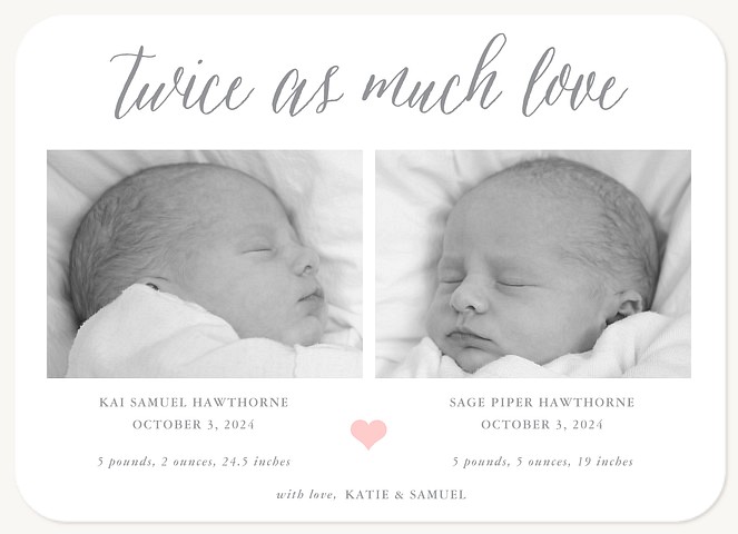 Our Lovelies Twin Birth Announcements