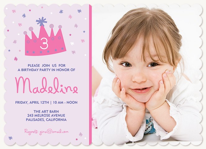 Princess Confetti Kids Birthday Invitations