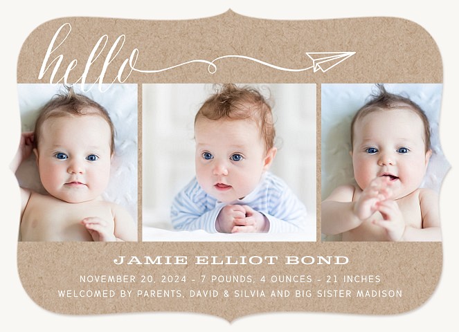 Airmail Girl Baby Announcements