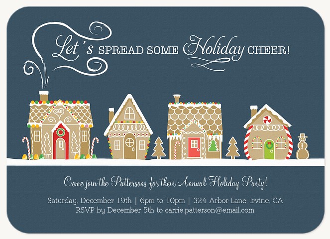 Gingerbread Charm Holiday Party Invitations