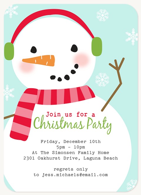 Snowman Cheer Holiday Party Invitations