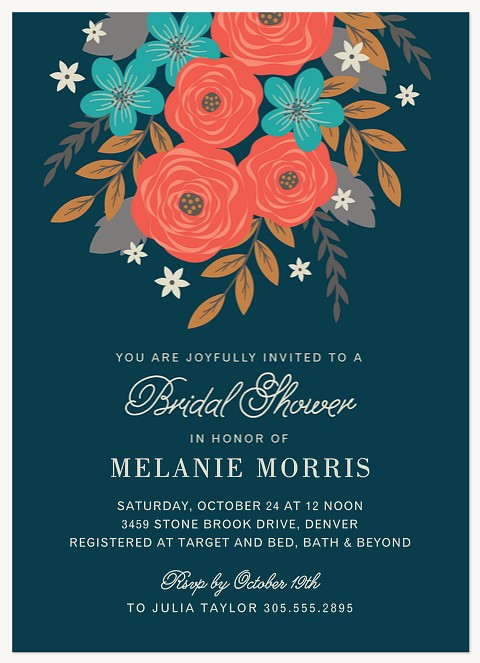 Woodland Floral Bridal Shower Invitations