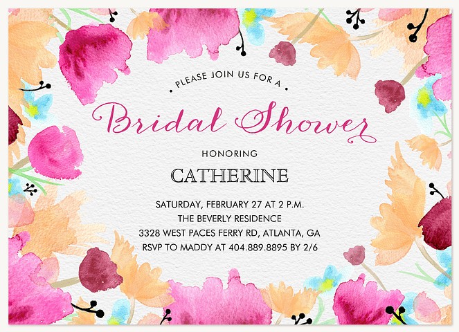 Floral Bouquet  Bridal Shower Invitations