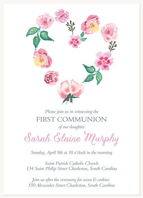 Lovely Bouquet  First Communion Invitations