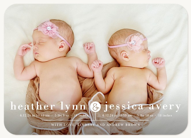 Stylish Pair Twin Birth Announcements