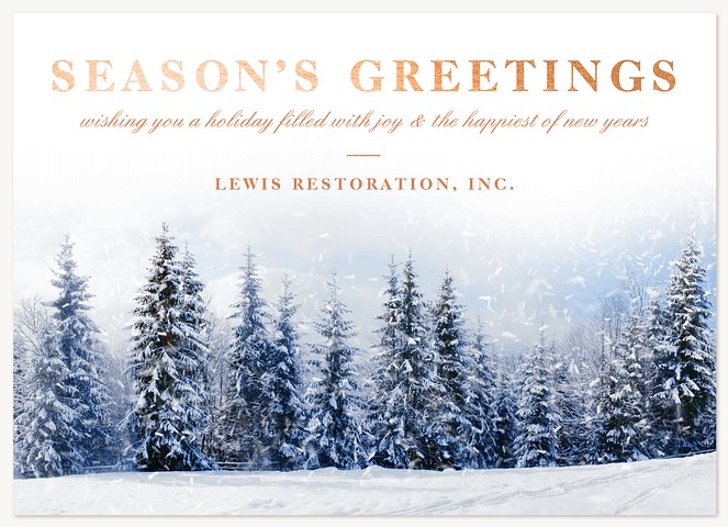 Snowy Evergreen Business Holiday Cards