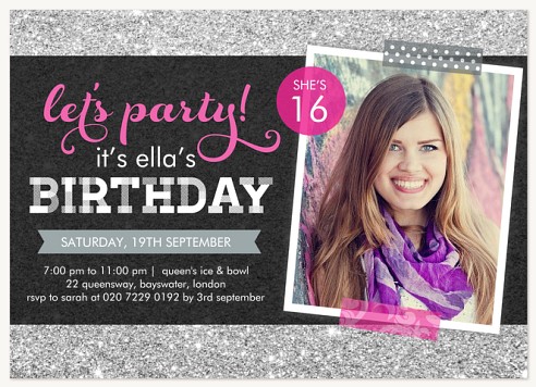 Glittering Celebration Kids Birthday Invitations