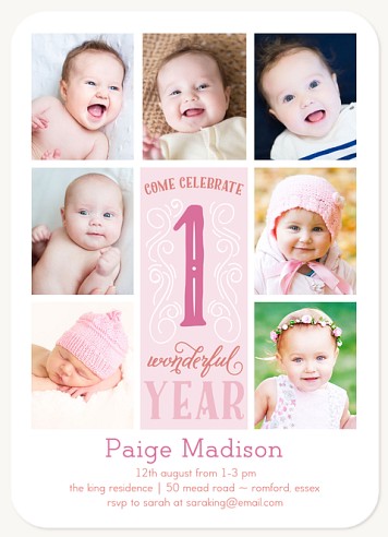 Sweet Curls Girl Birthday Party Invitations