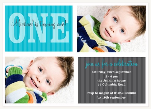 His Pinstripes Kids Birthday Invitations