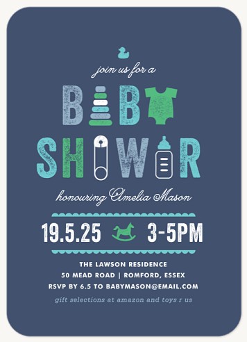Vintage Essentials Baby Boy Shower Invitations, Baby Shower Invitations