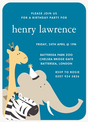 Party Animals Kids Birthday Invitations