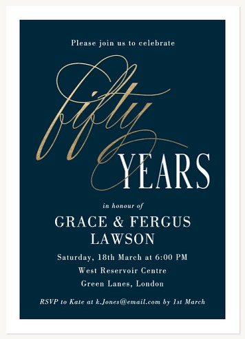 Scripted Milestone Wedding Anniversary Invitations