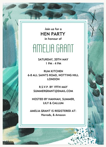 Expressive Watercolors Hen Party Invitations