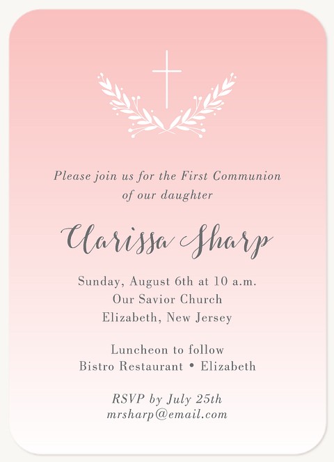Blessed Laurels First Communion Invitations