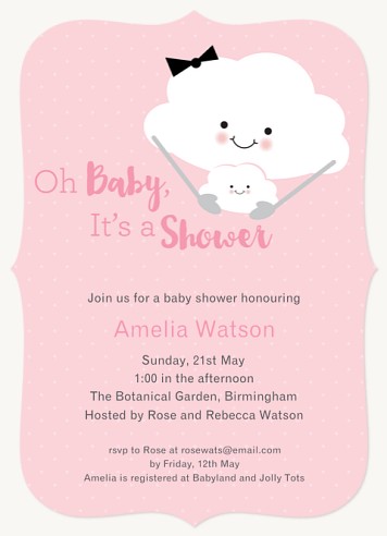 Fluffy Clouds Baby Shower Invites