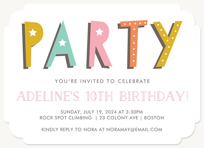 Whimsic Party  Girl Birthday Party Invitations