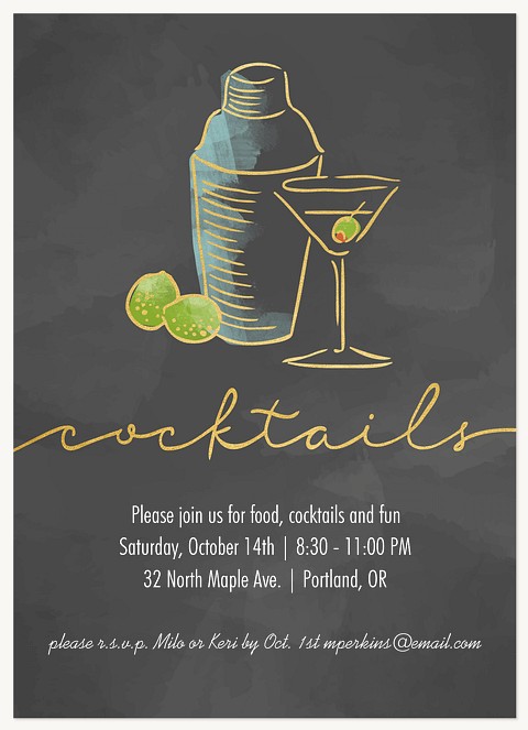 Shaken, Not Stirred Dinner & Cocktail Party Invitations
