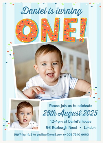 Sprinkled Donuts Kids Birthday Invitations