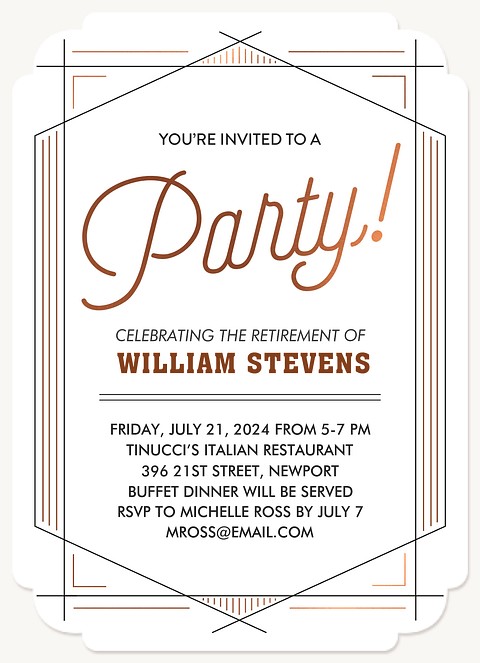 Retro Deco Dinner & Cocktail Party Invitations