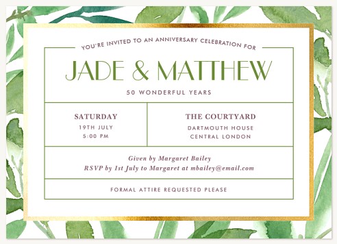 Glam Flora Wedding Anniversary Invitations