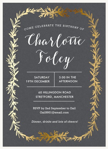 Kraft Garland Adult Birthday Party Invitations