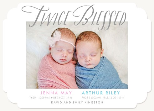 Twice the Treasure Twin Birth Announcement Cards