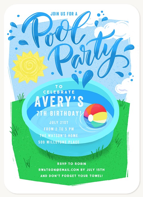 Pool Time Summer Party Invitations