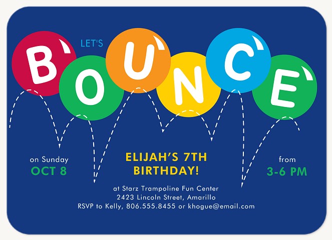 Bounce Around Boy Birthday Party Invitations