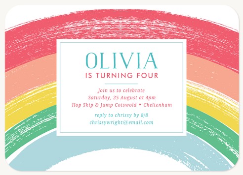 Brushed Rainbow Kids Birthday Invitations