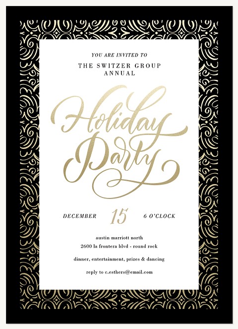 Swirling Elegance Holiday Party Invitations